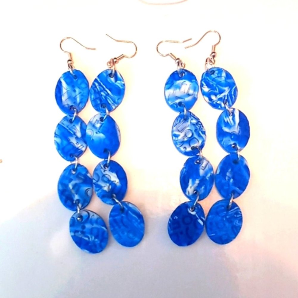 Clay earrings-Blue Aztec - Picture 2 of 3